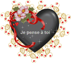 Gif animé je pense à toi coeur noir